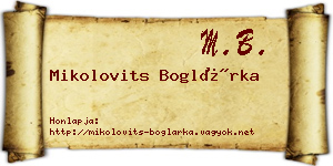 Mikolovits Boglárka névjegykártya